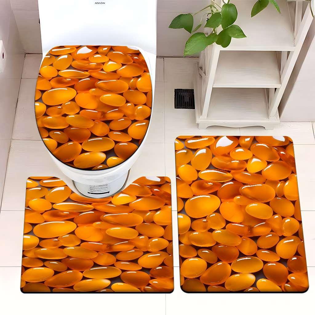 Decorative Pebble Bathroom Mat Set Bowlift