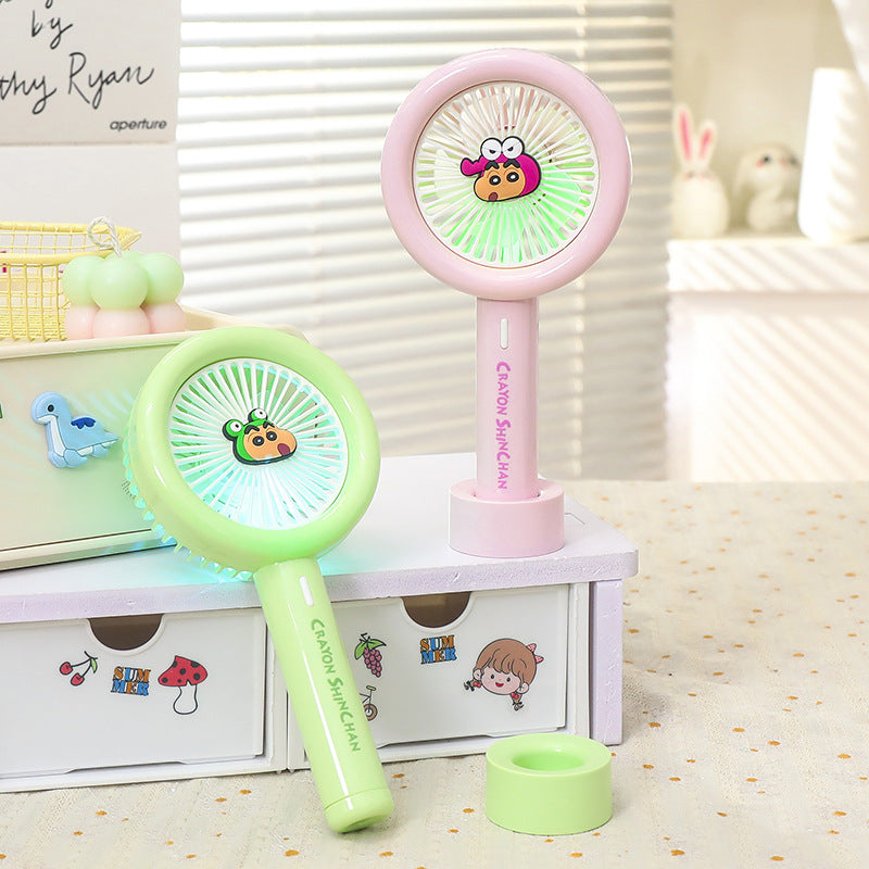 Women Portable Mini Fan with Integrated LED Light Bowlift