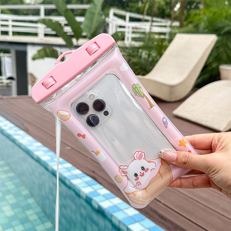 Waterproof phone pouch with adjustable lanyard and transparent touch-sensitive sleeve Bowlift
