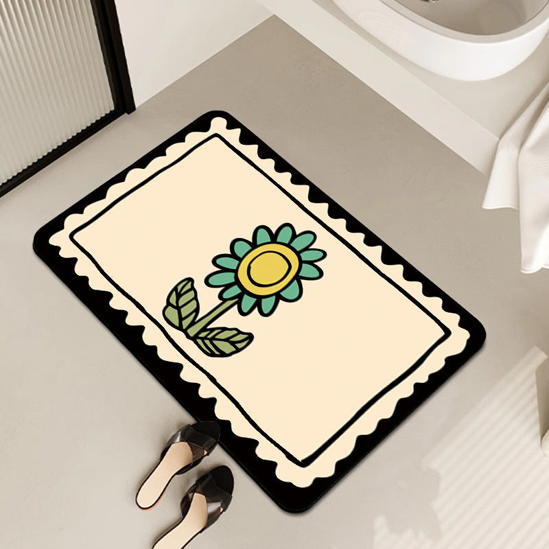Decorative Floral Print Bath Mat Bowlift