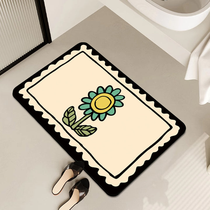 Decorative Floral Print Bath Mat Bowlift