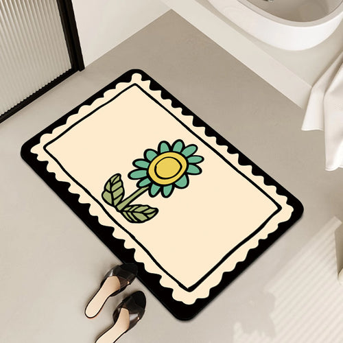 Decorative Floral Print Bath Mat Bowlift