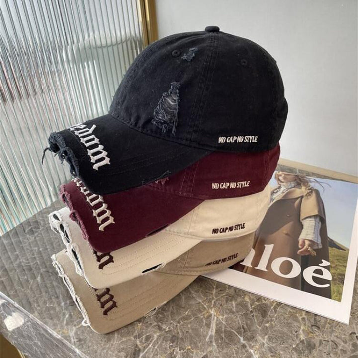 Women's Distressed Freedom Embroidered Baseball Cap Bowlift