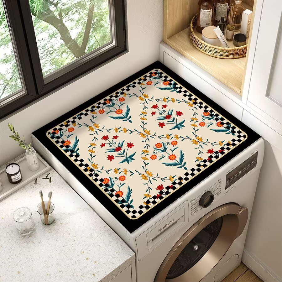 Floral Patterned Laundry Room Top Cover Bowlift