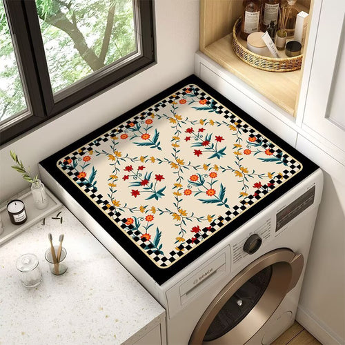 Floral Patterned Laundry Room Top Cover Bowlift