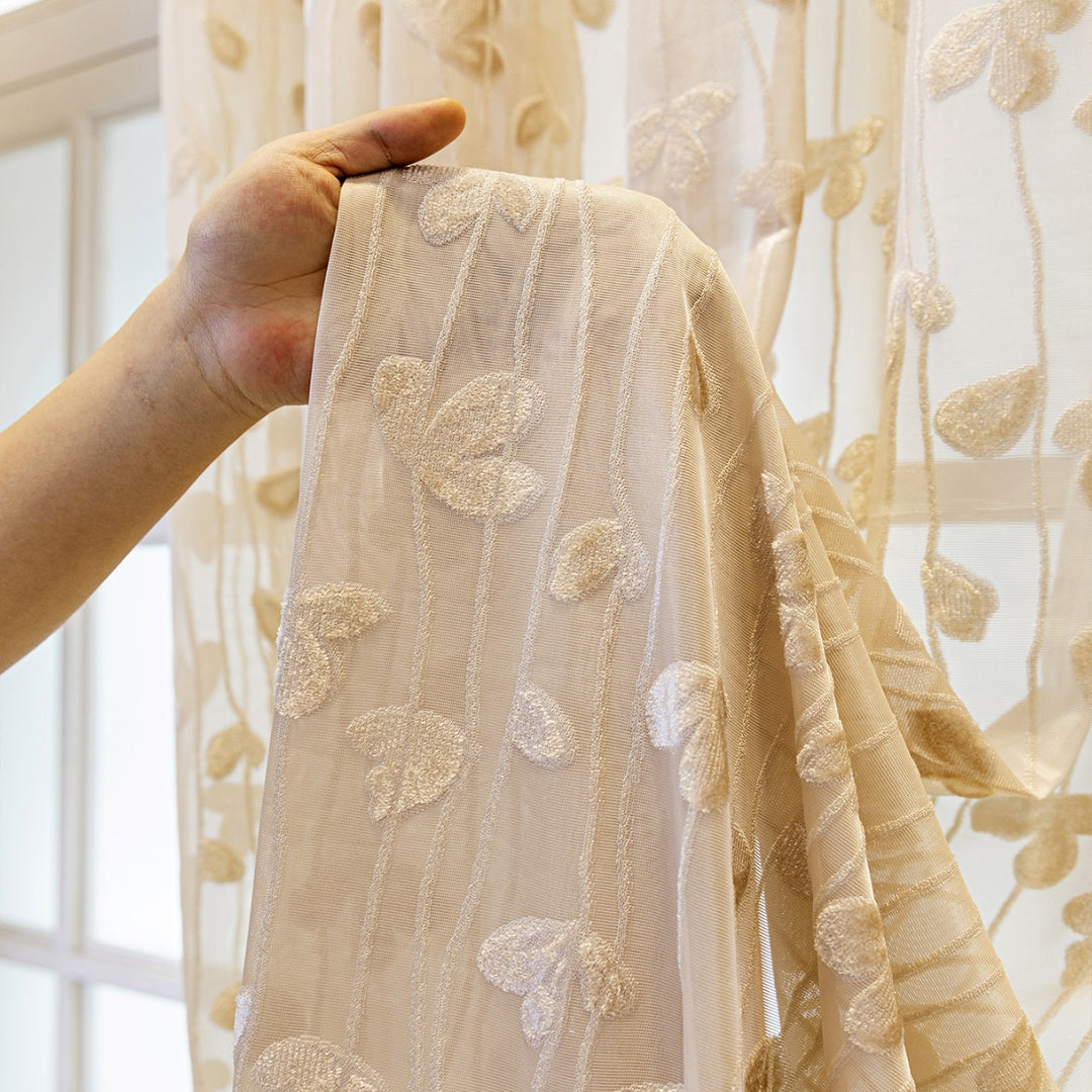 WoEmbroidered Sheer Curtain Panel Bowlift
