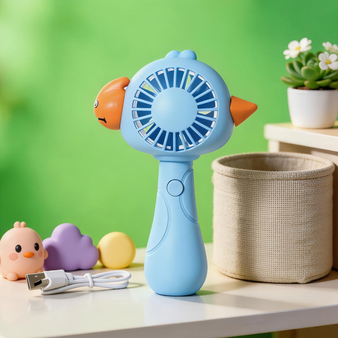 Unisex rechargeable handheld fan with cute animal design, USB rechargeable and child-safe Bowlift