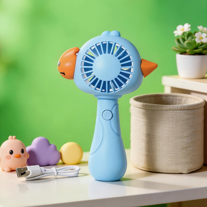 Unisex rechargeable handheld fan with cute animal design, USB rechargeable and child-safe Bowlift