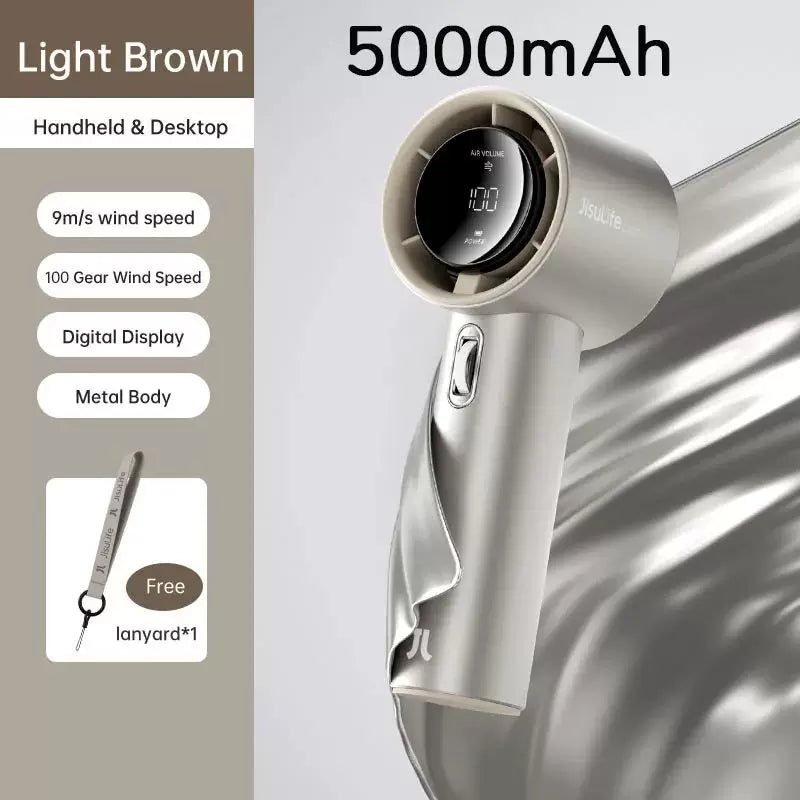 Unisex One Size Rechargeable Cordless Portable Hair Dryer with Digital Display, Multi-Speed Wind Control and Travel Lanyard Bowlift