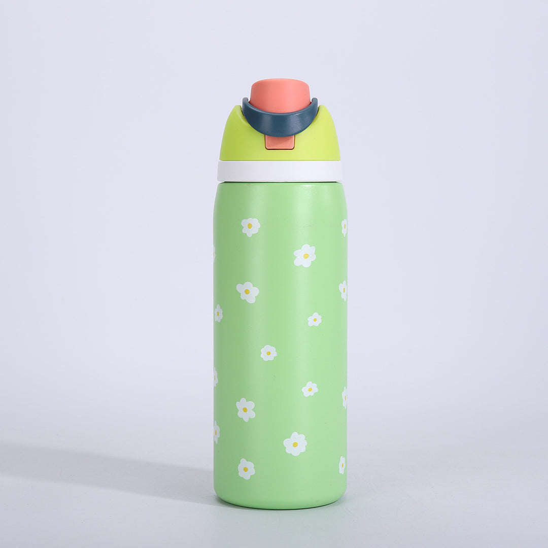 Vacuum-Insulated Stainless Steel Bottle With One-Touch Flip Lid And Integrated Carry Loop