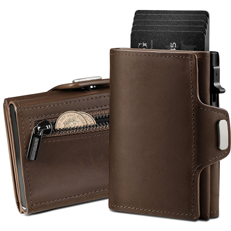 Compact RFID-Blocking Leather Coin Wallet Bowlift
