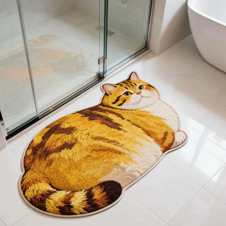 Cute Cat-Shaped Plush Bath Mat Bowlift