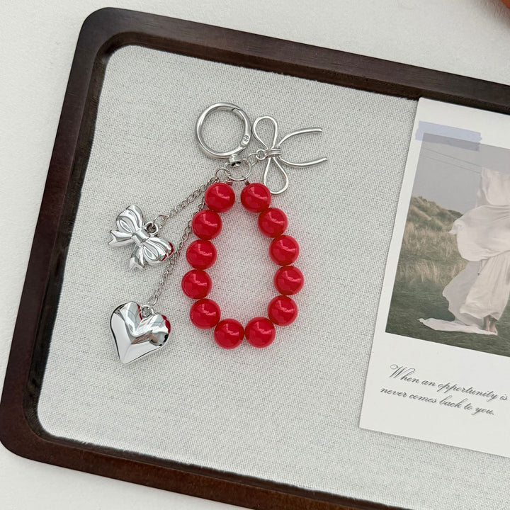Elegant Heart and Bow Charm Keychain Bowlift