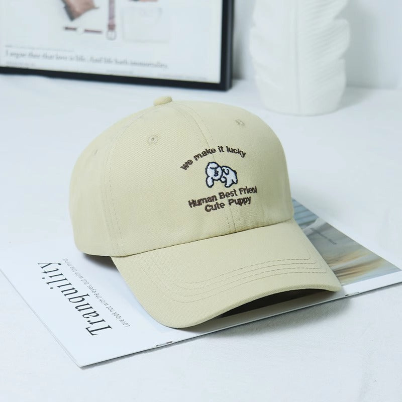 Women's Embroidered Puppy-Themed Baseball Cap Bowlift