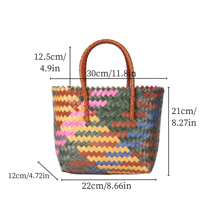 Handwoven tote bag with bamboo handles Bowlift
