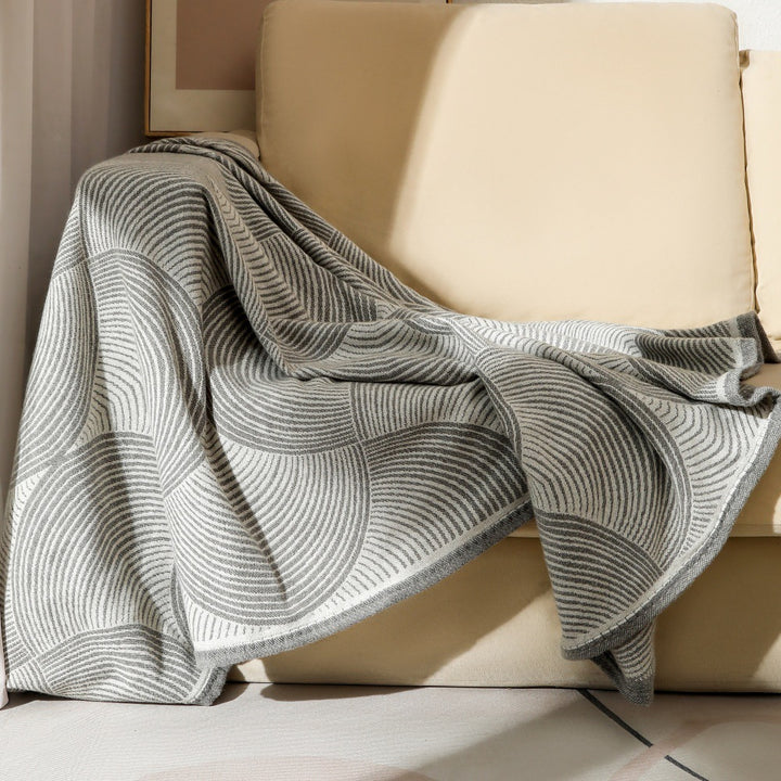 Minimalist Textured Knit Throw Blanket Bowlift