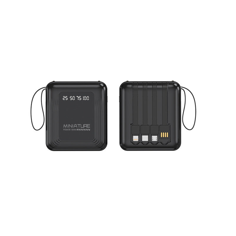 Compact power bank with integrated cable and digital charging display Bowlift