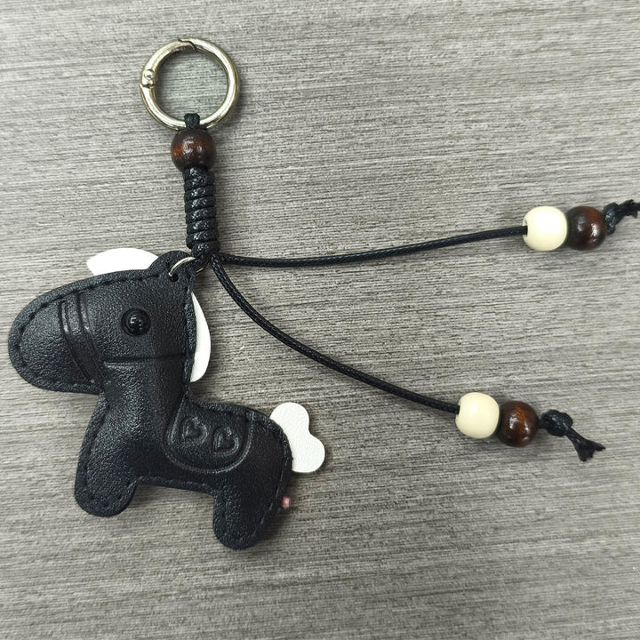 Playful Horse Shaped Leather Keychain Bowlift