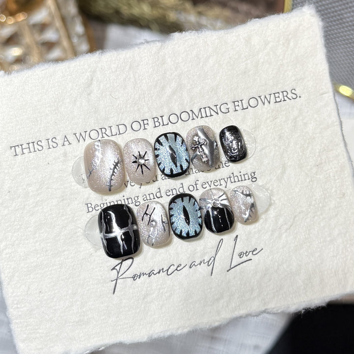 Artistic Themed Press-On Nail Art Bowlift
