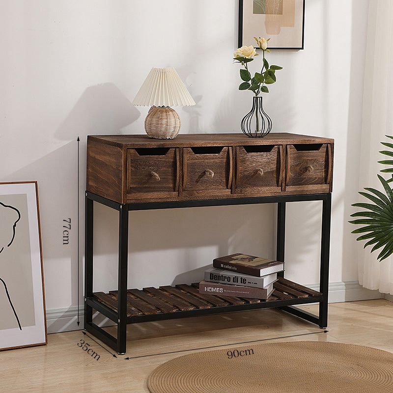 Rustic Wooden Console Table with Storage Bowlift