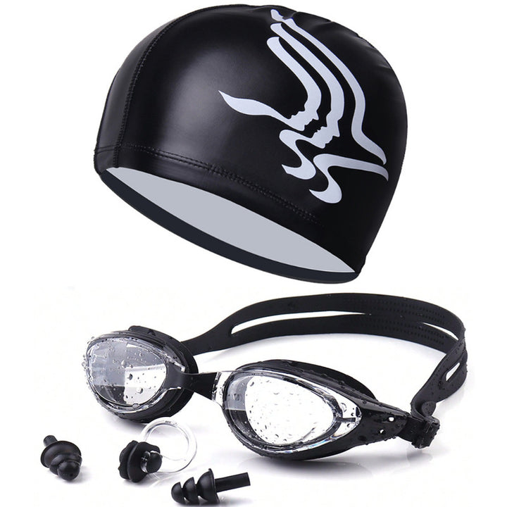 Swim set with hydrodynamic swimming goggles and Bowlift swim cap