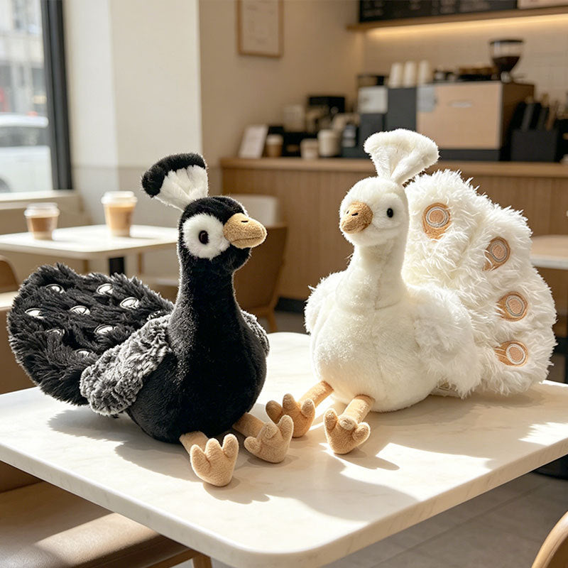 Plush Sitting Peafowl Comforter with Oversized Fluffy Tail Bowlift