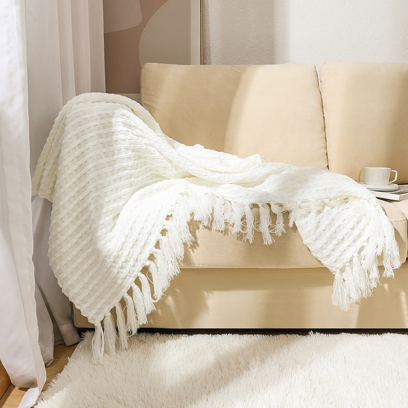 Textured Cotton Throw Blanket Bowlift
