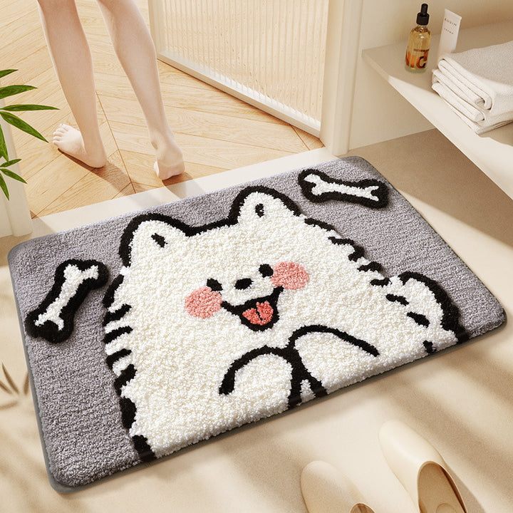 Cat-Themed Plush Bath Mat Bowlift