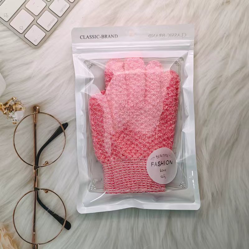 Exfoliating Shower Gloves with Soft Textured Scrub Fabric and Stretchy Elastic Cuff Bowlift