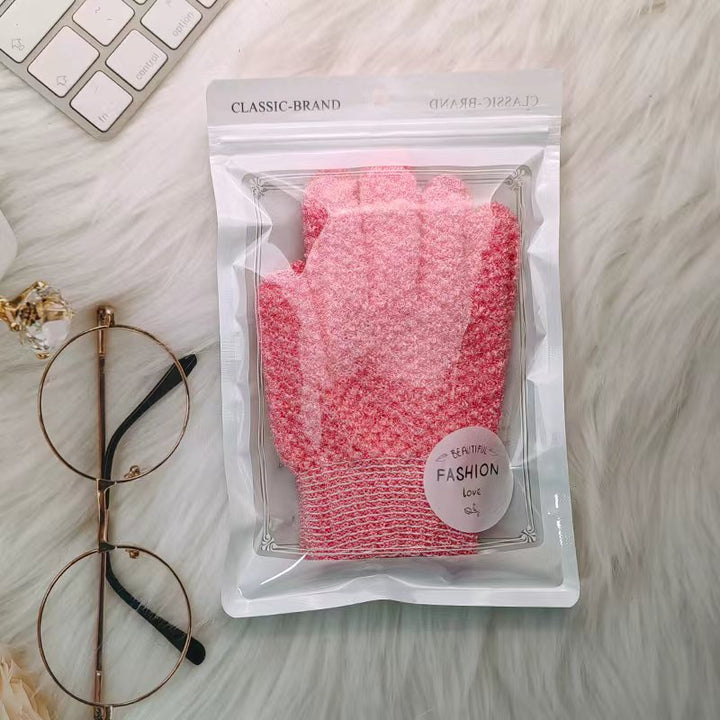 Exfoliating Shower Gloves with Soft Textured Scrub Fabric and Stretchy Elastic Cuff Bowlift