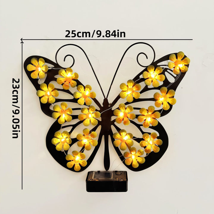Decorative LED Butterfly Wall Light With Floral Micro-LED Accents And Battery-Powered Control Bowlift