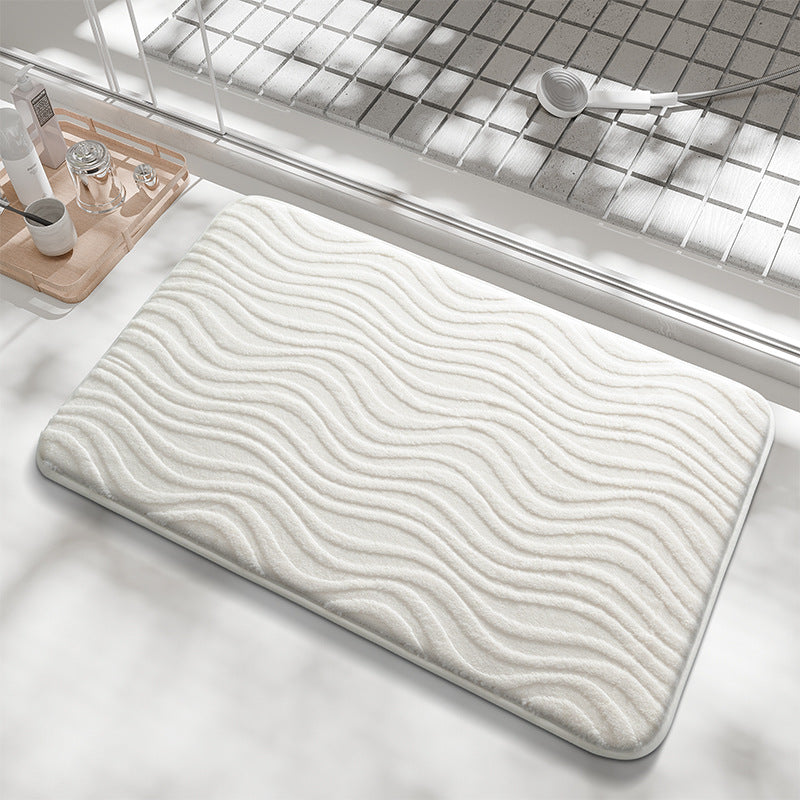 Abstract Wave Pattern Bathroom Mat Bowlift