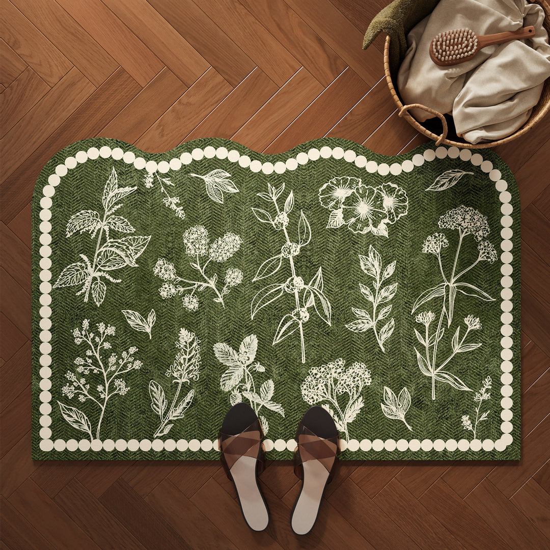 Decorative Botanical Pattern Bath Mat Bowlift