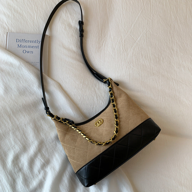 Quilted Suede Shoulder Bag Bowlift