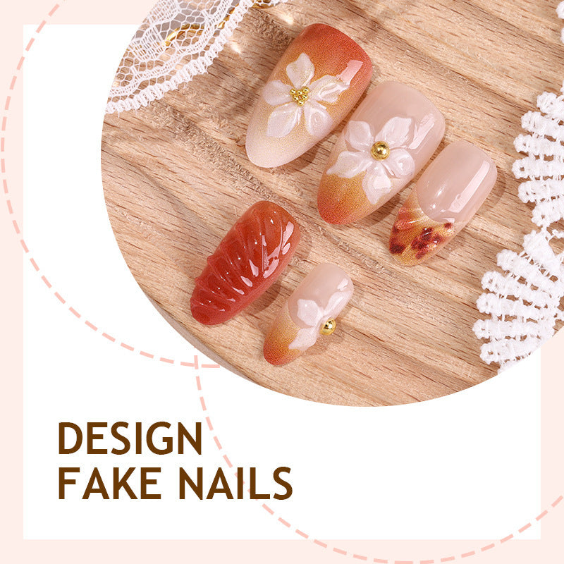 Decorative Floral Press-On Nails Bowlift
