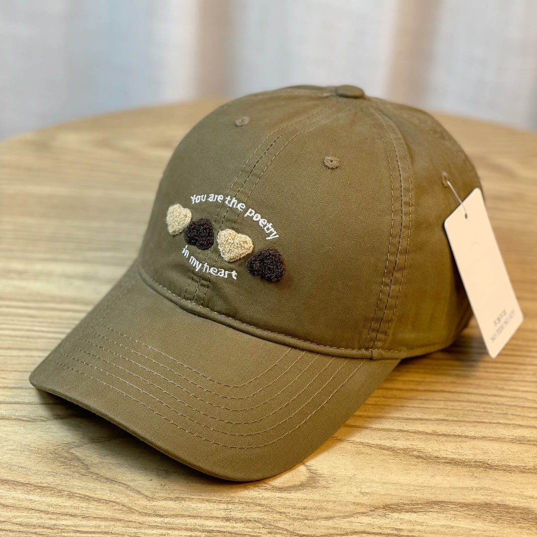 Women's Embroidered Heart Motif Baseball Cap Bowlift