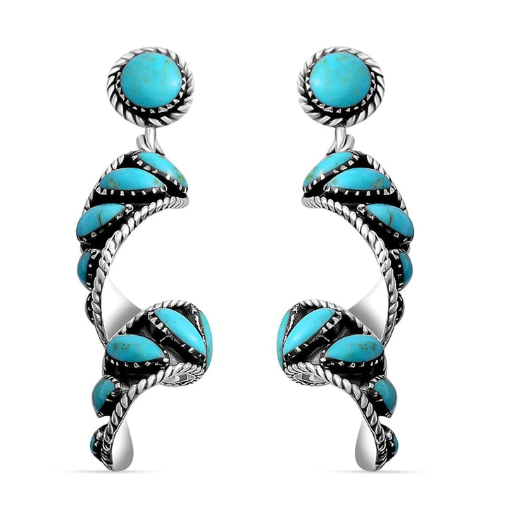 Turquoise-Embellished Statet Drop Earrings Bowlift