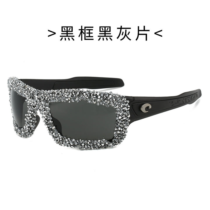 Women's sporty sunglasses with sparkling rhinestone frame Bowlift