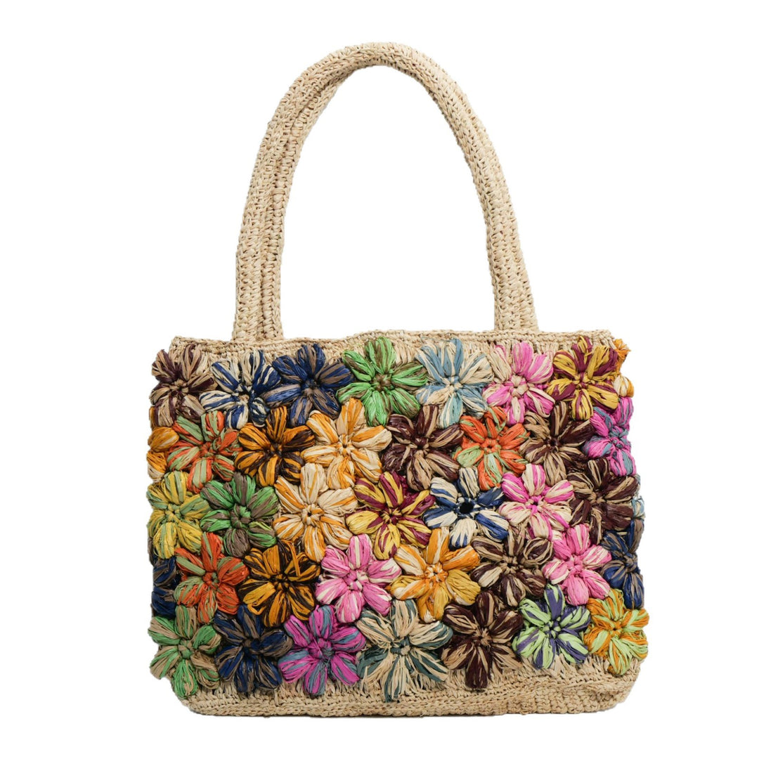 Handbag with Colorful Flower Applications Bowlift