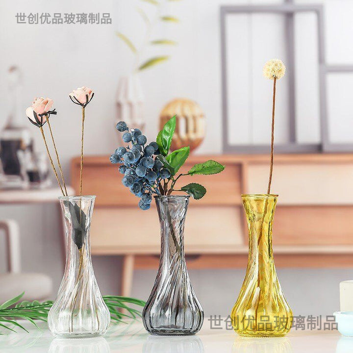Handblown glass bud vase with fluted neck and weighted base Bowlift