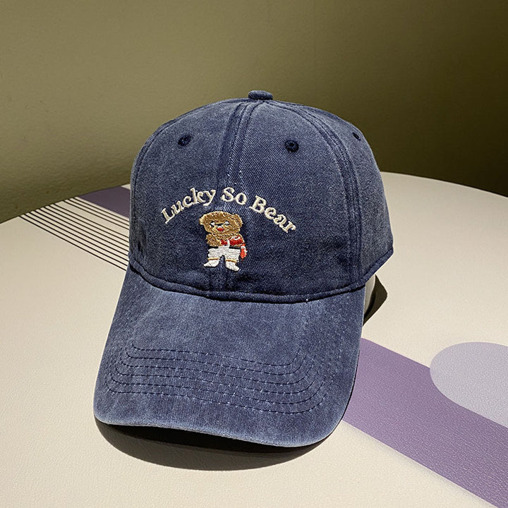 Unisex Casual Embroidered Bear Cap Bowlift
