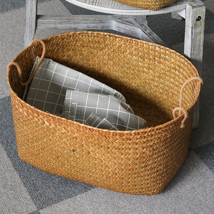 Large Handwoven Storage Basket Bowlift