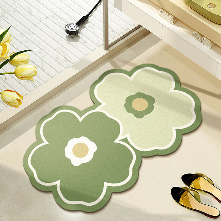 Floral Pattern Water-Absorbent Bath Mat