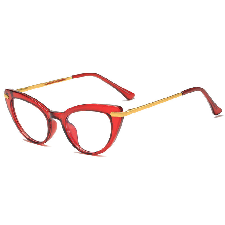 Women's Cat-Eye Sunglasses with Shiny Metal Frame Bowlift