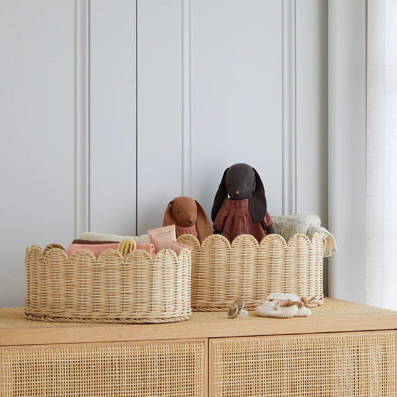 Decorative Scalloped Woven Storage Basket Bowlift 1787892970
