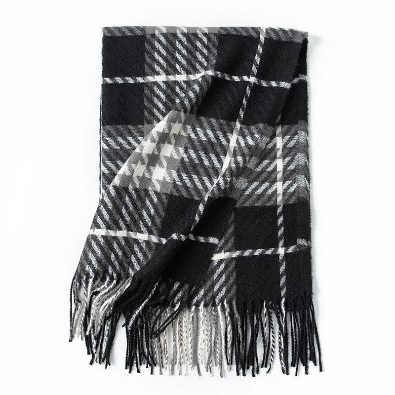 Women Checked Wool Coat Bowlift