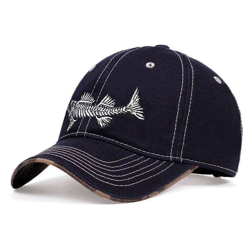 Men's Embroidered Fishing-Themed Baseball Cap Bowlift