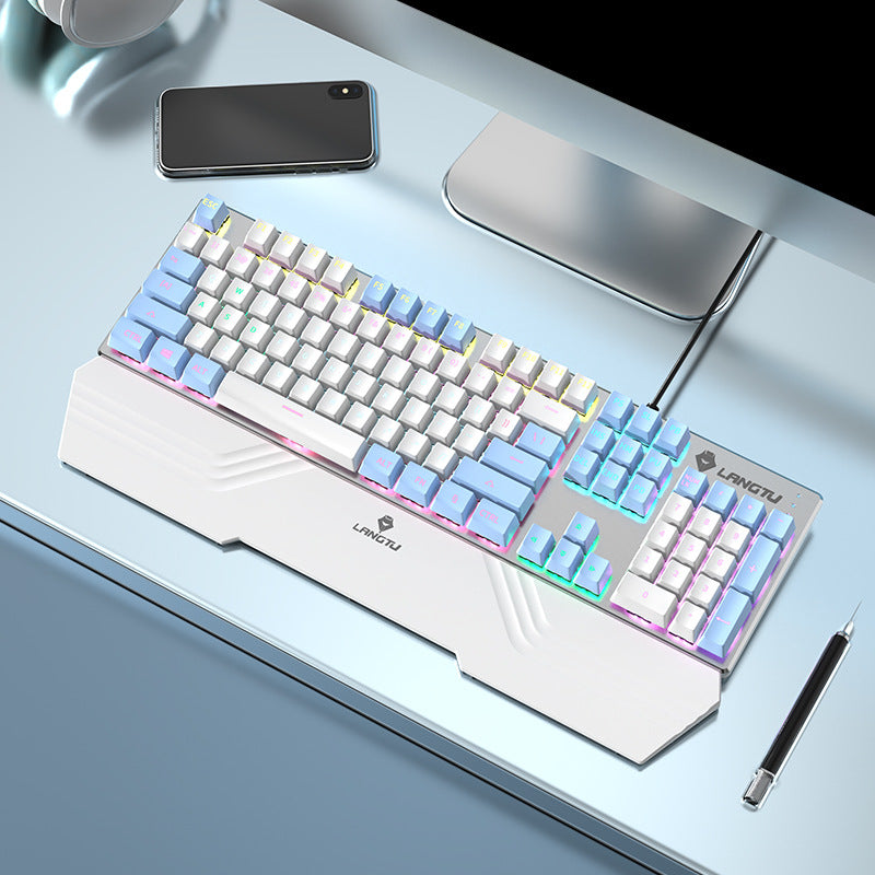 Wired Mechanical Keyboard with RGB Lighting Effects Bowlift
