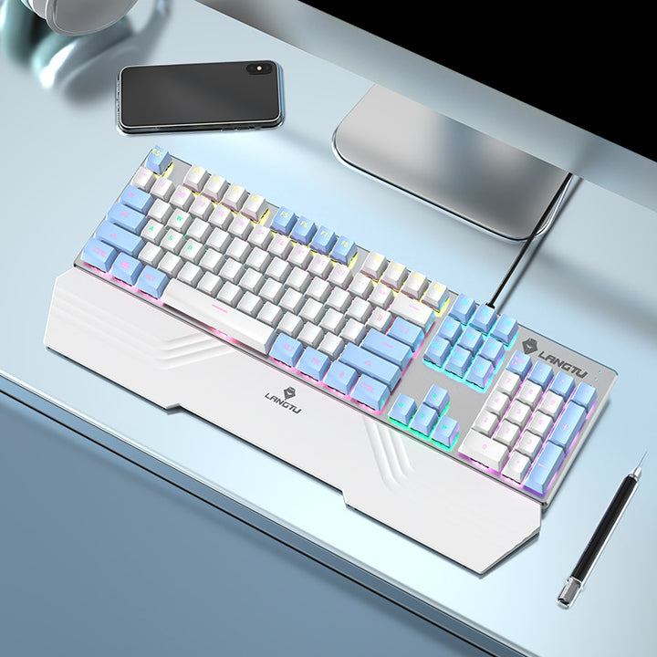 Wired Mechanical Keyboard with RGB Lighting Effects Bowlift