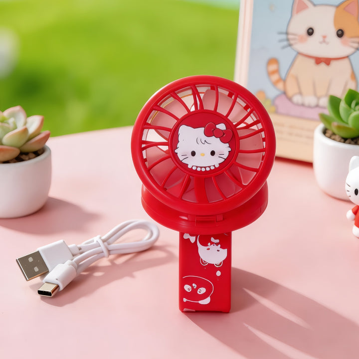 Women's Portable Hand Fan with Cute Animal Design and USB Charging Function Bowlift
